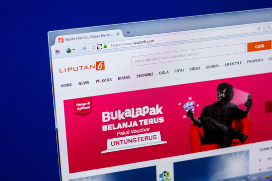 Ryazan, Russia - April 16, 2018 - Homepage of Liputan6 website on the display of PC, url - liputan6.com.