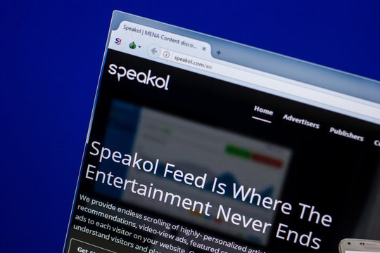 Ryazan, Russia - April 16, 2018 - Homepage of Speakol website on the display of PC, url - speakol.com.