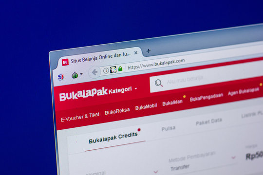 Ryazan, Russia - April 16, 2018 - Homepage of Bukalapak website on the display of PC, url - bukalapak.com.