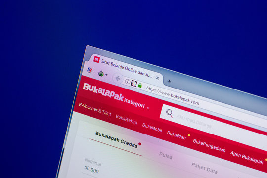 Ryazan, Russia - April 16, 2018 - Homepage of Bukalapak website on the display of PC, url - bukalapak.com.