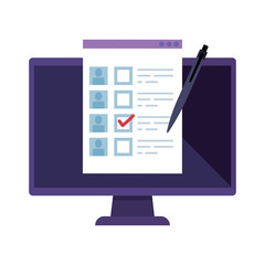 computer for vote online isolated icon vector illustration design