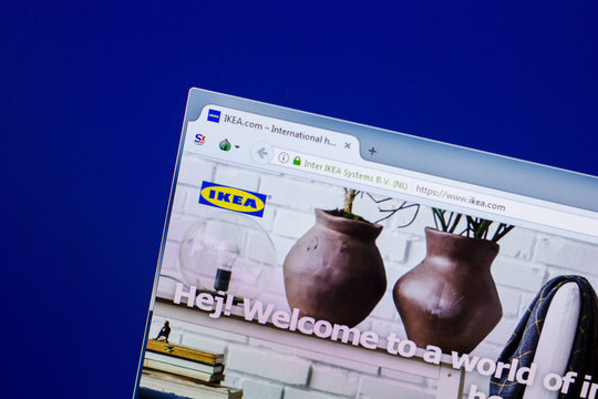 Ryazan, Russia - April 16, 2018 - Homepage of Ikea website on the display of PC, url - ikea.com.