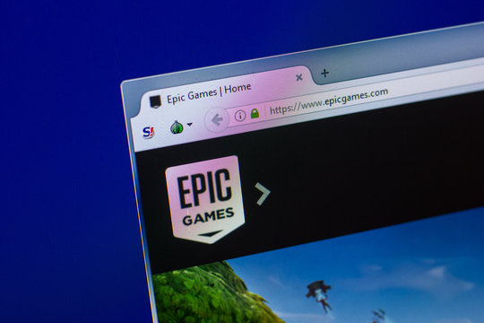 Ryazan, Russia - April 16, 2018 - Homepage of EpicGames website on the display of PC, url - epicgames.com.