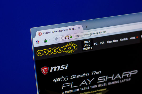 Ryazan, Russia - April 16, 2018 - Homepage of Gamespot website on the display of PC, url - gamespot.com.