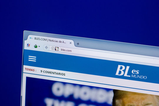 Ryazan, Russia - April 16, 2018 - Homepage of Bles website on the display of PC, url - bles.com.