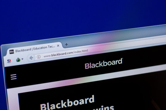 Ryazan, Russia - April 16, 2018 - Homepage of Blackboard.com website on the display of PC.