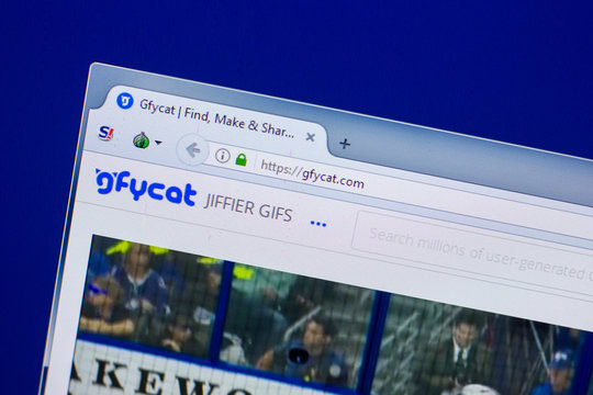 Ryazan, Russia - April 16, 2018 - Homepage of GfyCat website on the display of PC, url - gfycat.com.