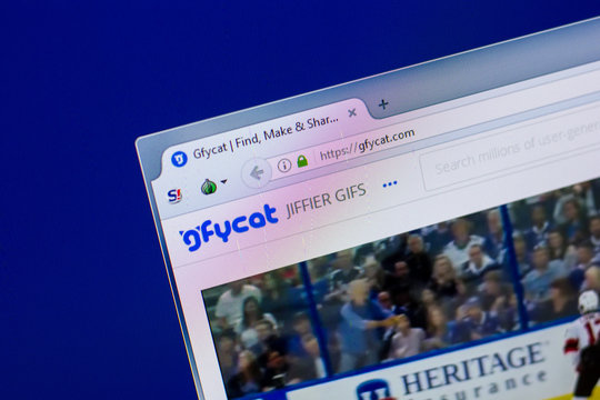 Ryazan, Russia - April 16, 2018 - Homepage of GfyCat website on the display of PC, url - gfycat.com.