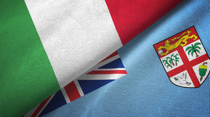Italy and Fiji two flags textile cloth, fabric texture