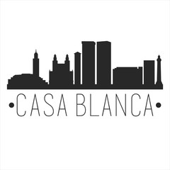 Casa Blanca Morocco. City Skyline. Silhouette City. Design Vector. Famous Monuments.