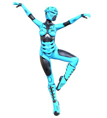 Robot woman. Matte metal droid. Artificial Intelligence.