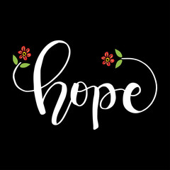 Hope with floral, letter design. Slogan concept.
