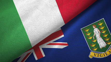 Italy and Virgin Islands British two flags textile cloth, fabric texture