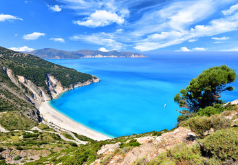 Fototapeta premium Famous beach Mirtos on Kefalonia island in Greece