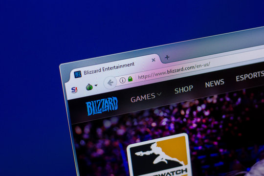 Ryazan, Russia - April 16, 2018 - Homepage of Blizzard website on the display of PC, url - Blizzard.com