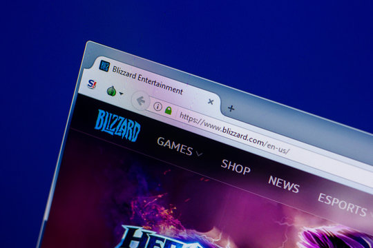Ryazan, Russia - April 16, 2018 - Homepage of Blizzard website on the display of PC, url - Blizzard.com