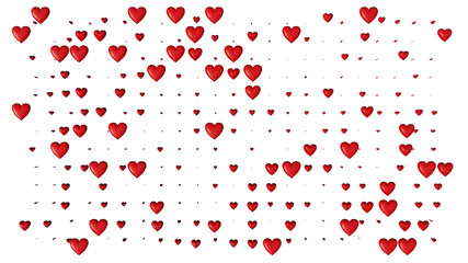 Grid with several small red Hearts in different sizes