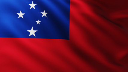 Large Samoan Flag background in the wind