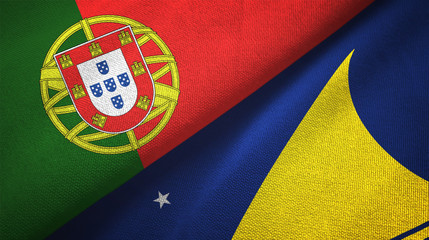 Portugal and Tokelau two flags textile cloth, fabric texture