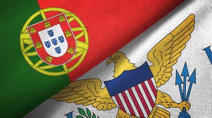 Portugal and Virgin Islands United States two flags textile cloth