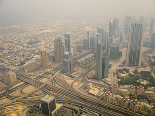 Fototapeta na wymiar View of Dubai from the observation deck of the Burj Khalifa, Dubai, UAE