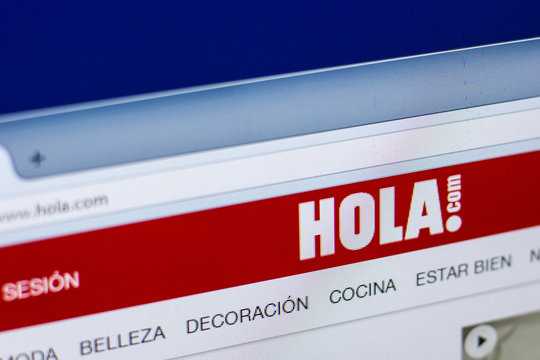Ryazan, Russia - April 29, 2018: Homepage of Hola website on the display of PC, url - Hola.com