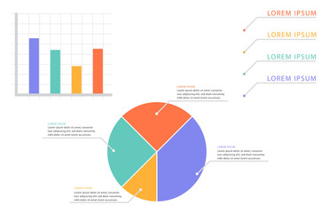 Infographic elements - bar and line charts, percents, pie charts, steps vector eps 10