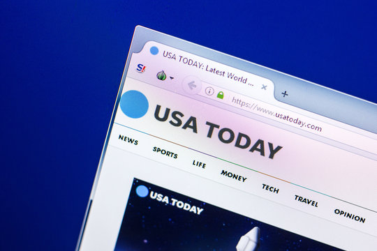 Ryazan, Russia - April 29, 2018: Homepage of USAtoday website on the display of PC, url - USAtoday.com.