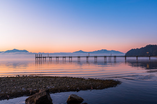 Chiemsee Steg beim Sonnenaufgang