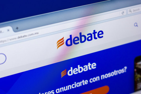 Ryazan, Russia - April 29, 2018: Homepage of Debate website on the display of PC, url - Debate.com.mx.