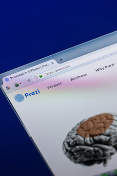 Ryazan, Russia - April 29, 2018: Homepage of Prezi website on the display of PC, url - Prezi.com