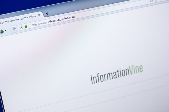 Ryazan, Russia - April 29, 2018: Homepage of Informationvine website on the display of PC, url - Informationvine.com