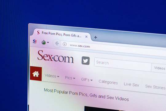 Ryazan, Russia - April 29, 2018: Homepage of Sex website on the display of PC, url - Sex.com