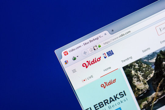 Ryazan, Russia - April 29, 2018: Homepage of Vidio website on the display of PC, url - Vidio.com