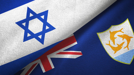 Israel and Anguilla two flags textile cloth, fabric texture