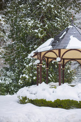 gazebo in snow