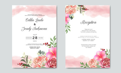 wedding invitation with beautiful and romantic flower templates