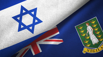 Israel and Virgin Islands British two flags textile cloth, fabric texture