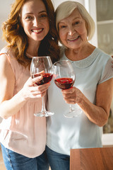 Portrait of happy females that posing on camera