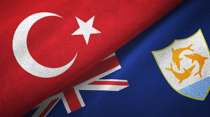 Turkey and Anguilla two flags textile cloth, fabric texture