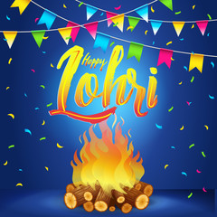 Happy Lohri Banner, Greeting Card, Punjabi Festival Celebration