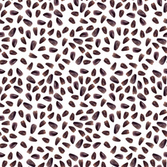 Watercolor seamless pattern with bright sunflowers, leaves and buds of the plant