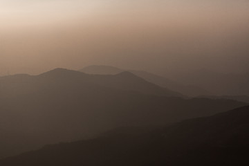 Layers of mountain during sunset