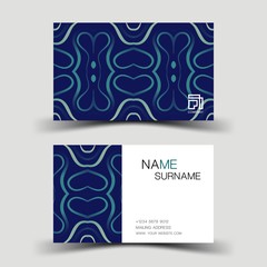 Blue and white business card design on the gray background. With inspiration from the abstract. Vector illustration EPS10. 