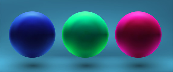 set of vector 3d spheres on a colored background