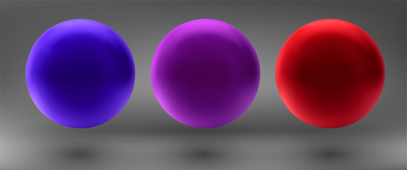 set of vector 3d spheres on a colored background