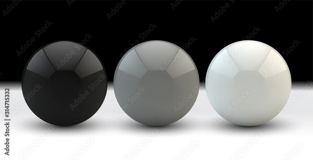 Wall mural set of vector spheres and balls on a white background with a shadow.