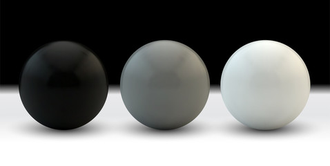Set of vector spheres and balls on a white background with a shadow.