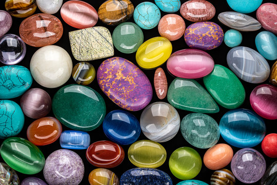 Colored Natural Gemstones. Semiprecious Stones