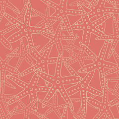 vector orange sea start seamless pattern background.
